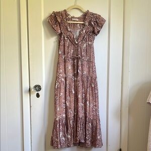 Ulla Johnson Floral Ruffle Sleeve Maxi Dress